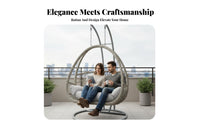 Freestanding ovoid Basket Chair Gentle Rocking Motion Freestanding Basket Chair Indoor & Outdoor Use Leisure Seating for Teens, Balcony, Garden, Bedroom