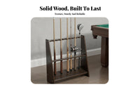 Wooden Billiard Cue Holder Solid Wood Construction Wooden Pool Stand Space-Saving Design Floor Standing Cue Rack for Man Cave, Bar, Club