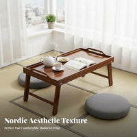 Nordic & aesthetic Folding Floor Table Space-Saving Foldable Floor Desk Portable Household Furniture adaptable for Apartment Dwellers, Home Workers, floor cushion seating area Room, Bay casement, Bedroom, Small areas