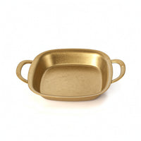 Square Serving Plate with Handles Retro Stainless Steel Serving Tray for Parties