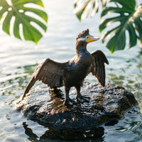 Cormorant Figurine Small Bird Figurine Bird Figure Compact Toy Sculpted for Collectors, Display Cabinet, Shelf