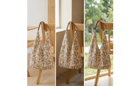 Casual Tote Bag with Floral Print Soft Slouchy Shoulder Bag Comfortable Handbag Portable for Women