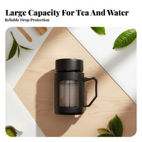 Glass Tea Infuser Mug Large Capacity Glass Tea Cup with Strainer Heat-Resistant Vessel for Students, Commuters, Home, On the Go, Travel