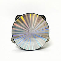 Holographic Tambourine Reflective Tambourine with Jingling Discs Laser Hand Drum Handheld for Dancers, Students, Kids, Stage, Dance, Classroom