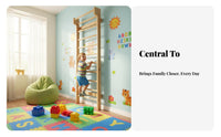 Multi-Functional Wooden Stall Rungs Multifunctional Stall Bar Long-Lasting Solid Wood Swedish Ladder Full Body Workout for Children, Dancers, Dance Studio, Rehabilitation Center