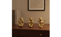 3 Pieces Monkey Figurine Resin Monkey Statue Decorative Tabletop Decor for Shelf, Cabinet, Office