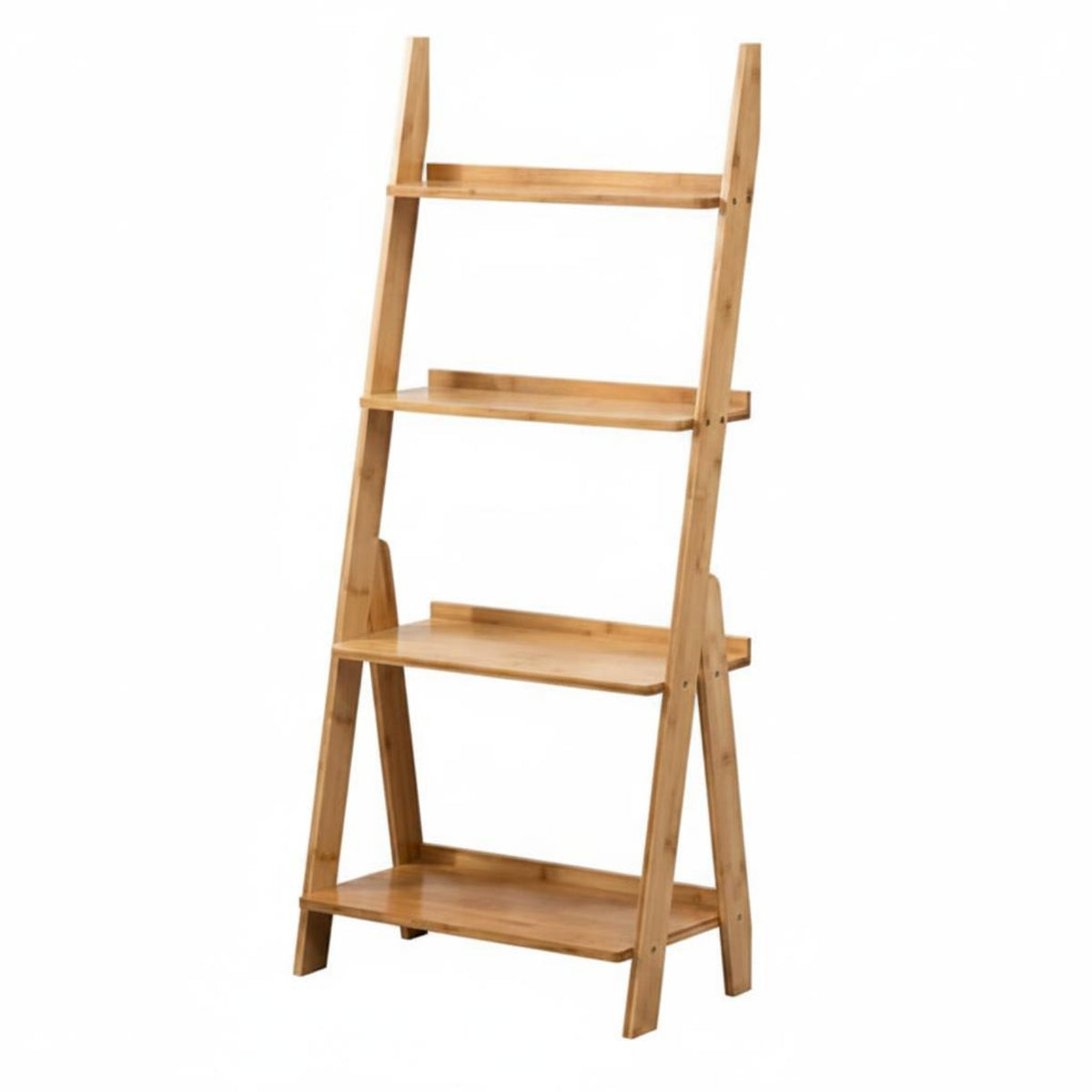 Bamboo Ladder Shelf Multi Tier Floor Standing Shelf Sturdy for Living Room