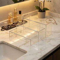 Clear Stepped Display Riser Transparent U-Shaped Display Riser Elegant Cupcake Stand Easy to Clean for Bakers, Vanity