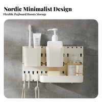 Drill Pegboard Minimalist Design Pegboard Wall Organizer Kit Easy to Install Storage Panel for Homeowners, Hobbyists, Dormitory, Washroom
