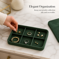 Velvet Jewelry Display Tray with Lid for Necklaces, Rings, Bracelets, and Earrings