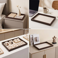 Jewelry Tray with Padded Insert Wood-Look Jewelry Display Tray Slim-Profile Rectangular for Collectors, Dresser, Retail Counter