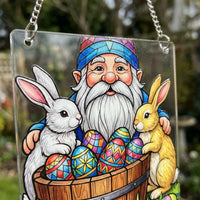 Easter Bunny Acrylic Sunlight Reflector Bright Colors Easter Gnome Hanging Ornament Bright Hare Sunlight Reflector for Families, Family, Glass Panes