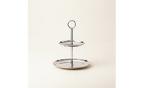 Dessert Display Stand with Circular Grip Handle Tabletop Two-Tier Display Stand Stable Tiered Serving Tray for Weddings
