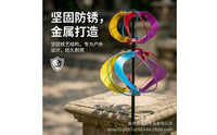 Black Support Pole Rainbow Wind Spinner Stake Ground-Mounted Garden Wind Spinner Stake Colorful Revolving Stake Assembled for Lawn, Patio
