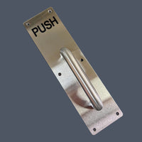 Thickened Stainless Steel Push Plate with Handle for Fire Doors