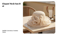 Gauze Ruffle Hat Sun Protection Gauze Sun Hat Foldable Women's Headwear for Beach, Travel, Weddings