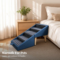 Upholstered Pet Stair Furniture Wooden Legpet Stair Legs Stairs Gentle Incline for Beside a Sofa