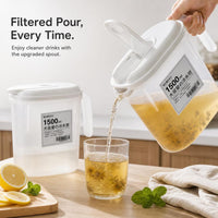 Refrigerator Cold Water Pitcher with Spout, Large Capacity Heat-Resistant Fruit Tea Beverage Dispenser for Iced Drinks