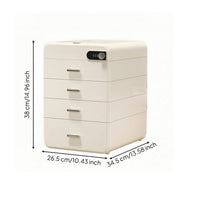 Desktop Drawer Cabinet Lockable Storage Cabinet with Lock Milky White Document Storage Box with Drawers for Office