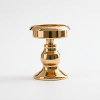 Tabletop Metal Candle Holder Gold-Toned Candle Holder with Pedestal Base Minimalist Candlestick Small for Candlelight Dinner