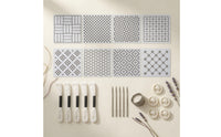 Japanese-Style Sashiko Embroidery Kit with Stencils Reusable Sashiko Embroidery Kit Geometric DIY for Beginners