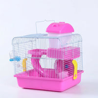 Large Hamster Cage and Villa, Two Level Rectangular Hamster House with Deep Base and Iron Wire Mesh, Habitat for Small Little Friends