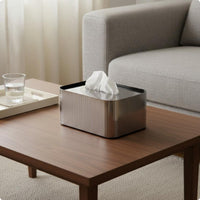Stainless Steel Tissue Box Modern Rectangular Tissue Box Easy Refills Household Item for Living Room, Desktop