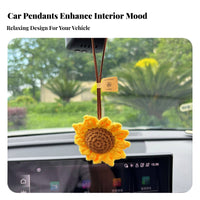 Cute Design Crochet Ice Cream Cone Ornament Soft Material Knitted Car Interior Charm Eye-Catching for Girls, Teens, Home, Office, Backpack