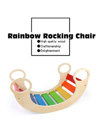 Wooden Rainbow Rocking Chair for Kindergarten Interactive Toy Multi-functional Indoor Sensory Training Balance Board Climbing Frame