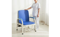 2-in-1 Design Convertible Hospital Escort Chair Space-Saving Folding Companion Chair Bed High Load Capacity Portable Single Sleeper Cot No Assembly Required for Caregivers, Home Care