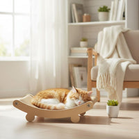Multi-Functional Cat Rocking Lounger Easy to Clean Curved Cat Scratcher Bed Scratch Resistant Pet Supplies Stable Structure for Cats, Kittens, Indoor