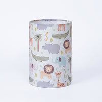 Light Shade for Bedside Lamp and Table, Grey Lampshade for Ceiling or Large Kids Bedroom, E27 Drum Lampshade with Animal Design, Linen Material