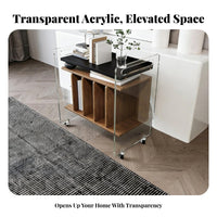 Light Luxury stylish 2-Tier Clear Rolling Stand Transparent Look Mobile Furniture transparent Design Storage trolley Space-Saving for Apartment Dwellers, Office Workers, Living Room, Bedroom, Dining Area, Bathroom