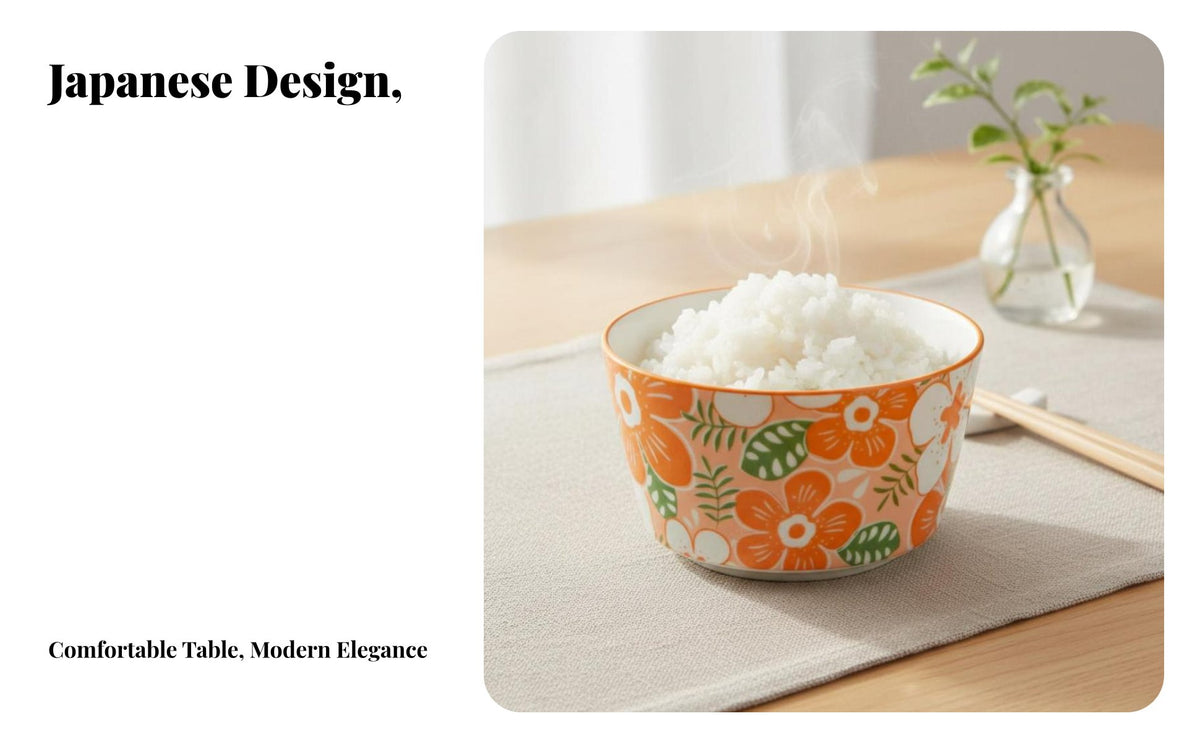 Japanese Ceramic Bowl, Floral Pattern, Cute Tableware, Ins Style Rice Bowl