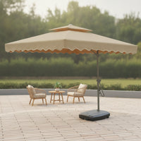 Square Patio Umbrella Water-Fillable Umbrella with Wheeled Base for Courtyard, Balcony, Garden