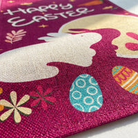 Easter Table Runner Printed Pattern Bunny and Egg Table Runner Easy to Clean Bunny Egg Print Tablecloth for Families, Spring Gatherings, Kitchen
