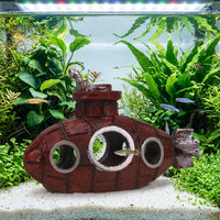 2-Pack Ceramic Aquarium Cave Aquatic Tank Decorations, Weighted Underwater Vessel Aquatic Tank Ornaments