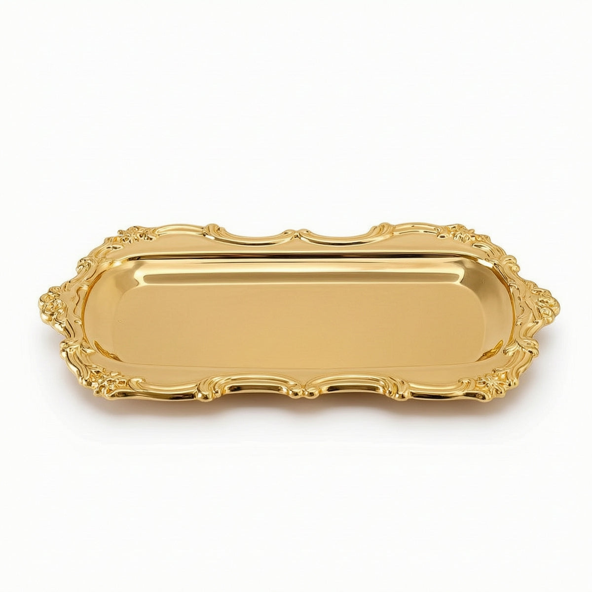 Scalloped Mirrored Tray Vintage-Inspired Mirror Tray Metal Compact for Dresser