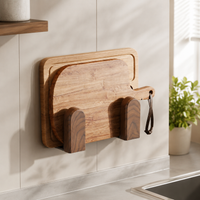 Walnut Lid Organiser, Wall Mounted Rack for Saucepans, Compact Kitchen Storage, Sturdy Pot Lid Holder for Home