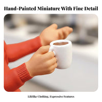 Miniature Cafe Miniature Scene Person Highly Detailed 1:64 Scale Waiter Figurine Hand-Painted Server Model Realistic Features