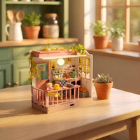 DIY Miniature House Kit Pink Themed Miniature Dollhouse Kit Cozy Model for Hobbyists