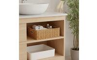 Braided Container Basket with Handles Open-Top Rectangular Organizer Basket for Closet