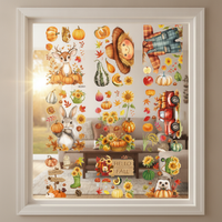 Thanksgiving Autumn Window Clings Scarecrow Pumpkin Static Decals for Glass Decor