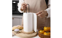 Wooden Base Paper Towel Rack Freestanding Countertop Paper Towel Stand Minimalist Design Kitchen Roll Holder for Washroom, Desktop