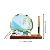 Pen Stand with Wooden Base Classic Paintbrush Cup Compact Ornament for Collectors, Professionals, Study, Office