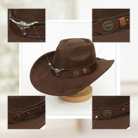 Suede Cowboy Hat Creased Crown Cowboy Hat with Concho Western Classic for Men, Festivals, Concerts