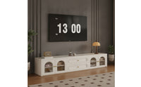 TV Cabinet Low-Profile TV Console with Glass Doors Wood-Grain Media Console with Glass Doors for Living Room, Small Apartment