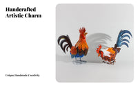 Metal Cockerel Statue Handmade Outdoor Cockerel Sculpture Iron Cockerel Figurine Whimsy-Filled Design Colorful Chicken Sculpture