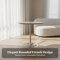 Cream and fashion circular table with Transparent Legs Rounded Edges Living Room Furniture Modern Design Space-Saving Look for Apartment Dwellers, Interior Decorators, Office Managers, Small areas, Lounge Area, Bedroom