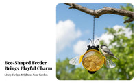 Bee Shaped Bird Feeder Attracts Various Birds Hanging Metal Bee Feeder Weather Resistant Wrought Iron Holder for Gardeners, Yard, Patio, Balcony
